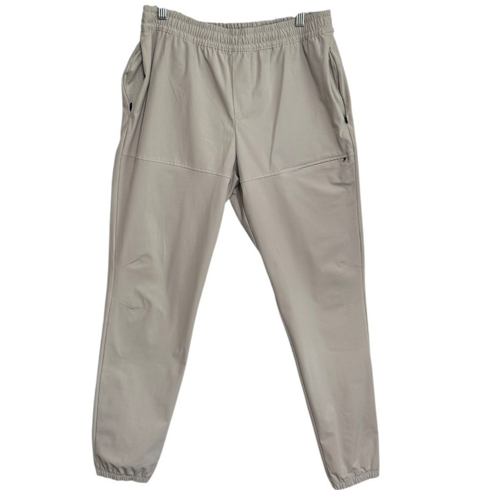 All in Motion Joggers Women Tan Elastic Waist Zipper Pockets Sporty Activewear M